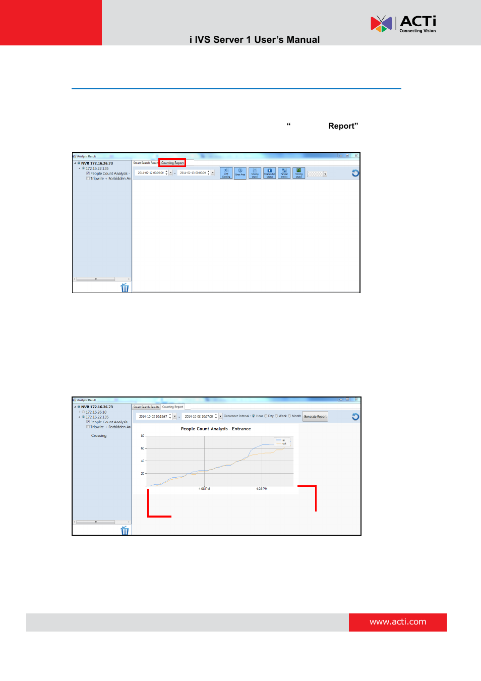 Counting report | ACTi IVS Server 1 V2.02.06 User Manual | Page 48 / 52
