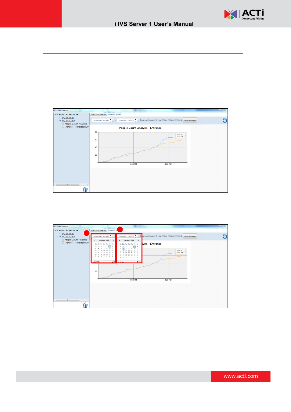 Export counting report | ACTi IVS Server 1 V2.02.06 User Manual | Page 50 / 52