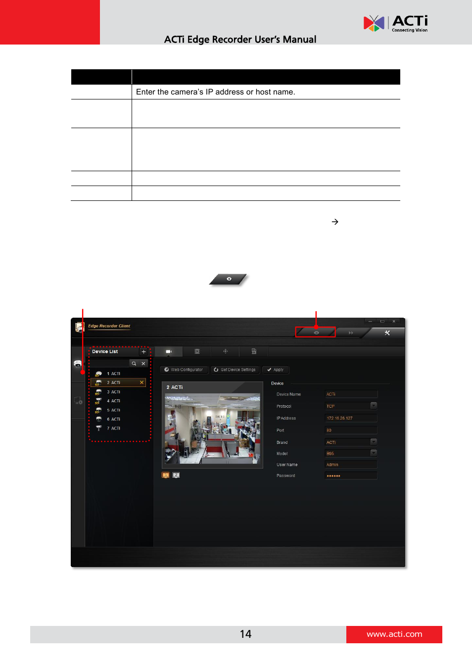 ACTi Edge Recorder Client for Windows V1.0.03 User Manual | Page 14 / 49