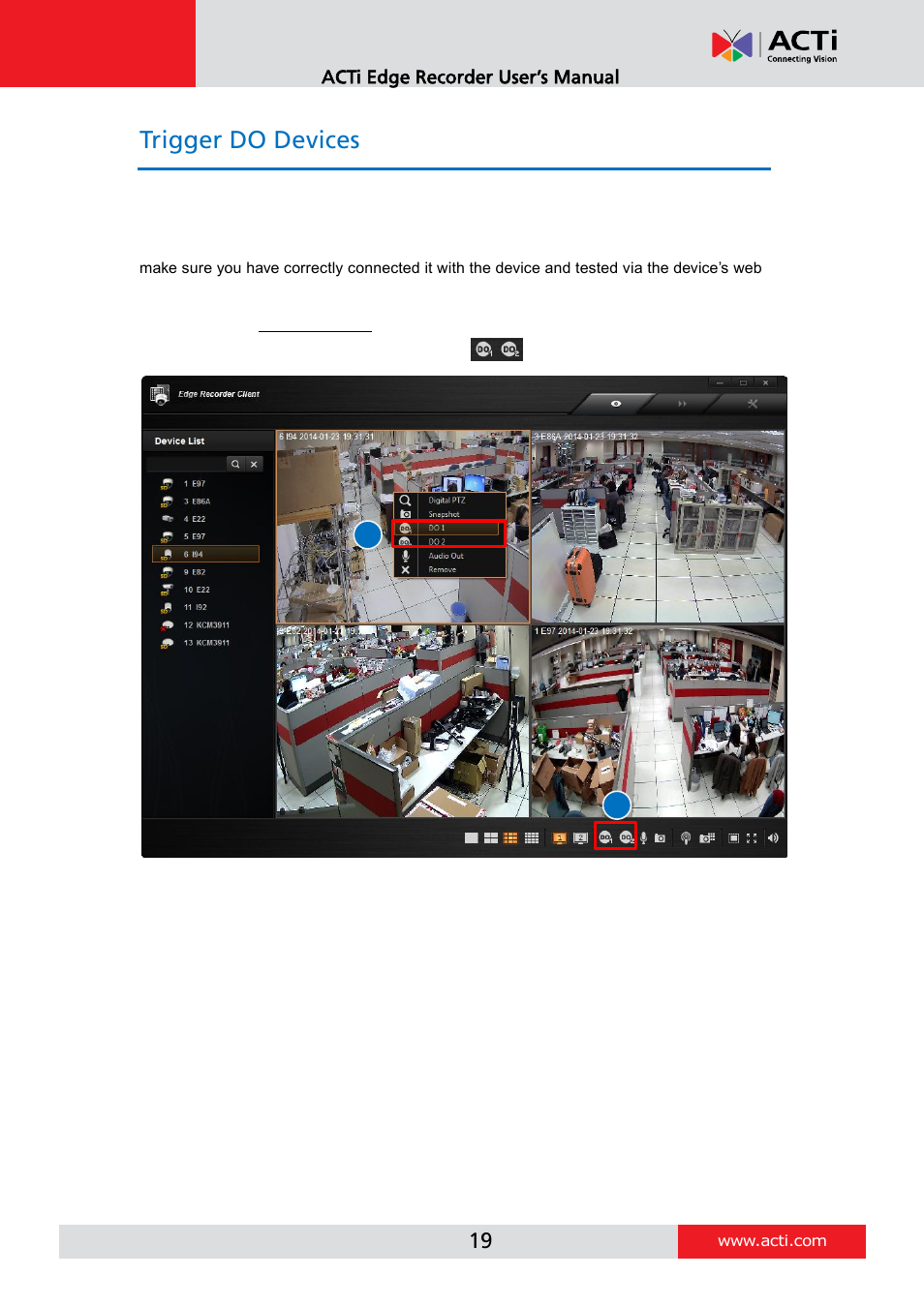 Trigger do devices | ACTi Edge Recorder Client for Windows V1.0.03 User Manual | Page 19 / 49