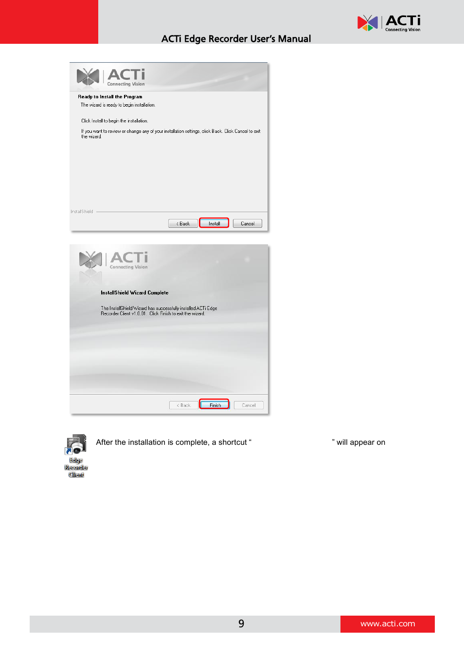 ACTi Edge Recorder Client for Windows V1.0.03 User Manual | Page 9 / 49