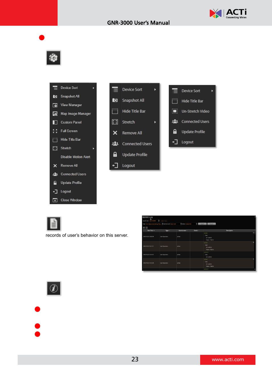 Gnr-3000 user’s manual | ACTi INR-410 INR-420 V3.0.09 User Manual | Page 23 / 61