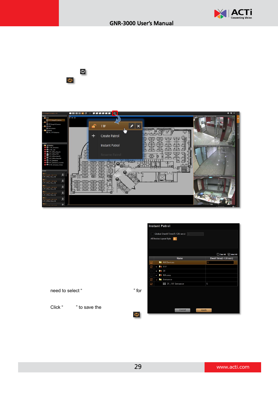 Enable view patrol | ACTi INR-410 INR-420 V3.0.09 User Manual | Page 29 / 61