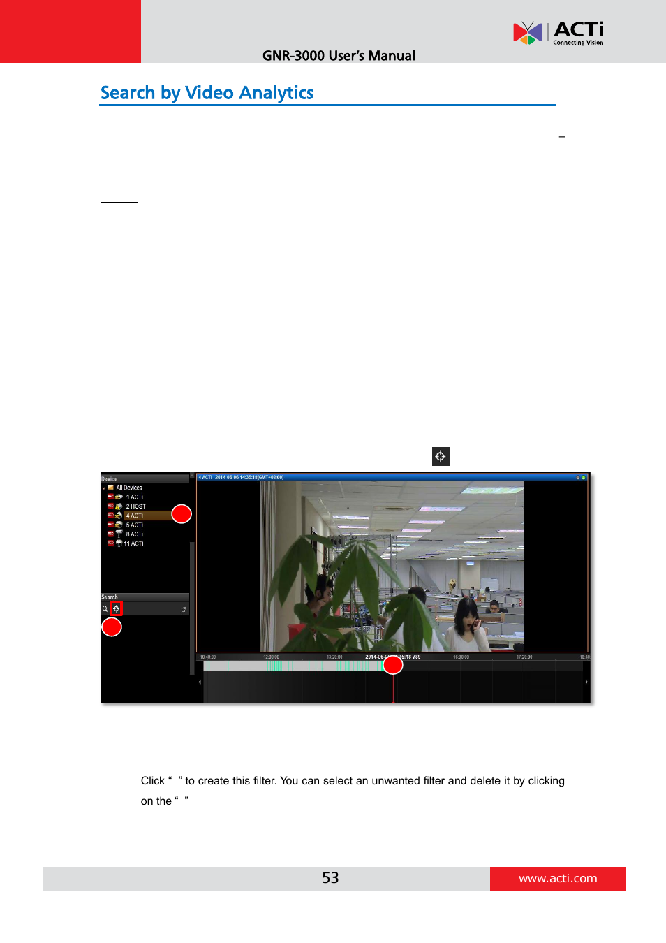 Search by video analytics | ACTi INR-410 INR-420 V3.0.09 User Manual | Page 53 / 61