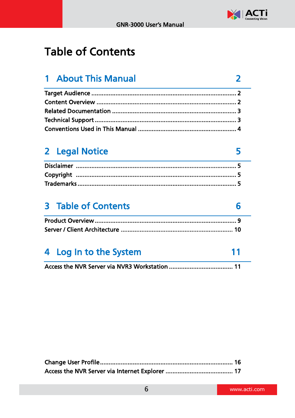 ACTi INR-410 INR-420 V3.0.09 User Manual | Page 6 / 61