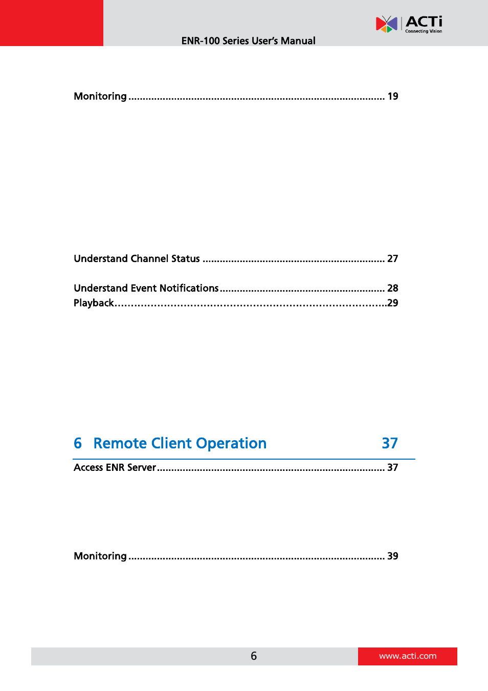 6 remote client operation 37 | ACTi ENR-110 ENR-120 ENR-130 ENR-140 User Manual | Page 6 / 52