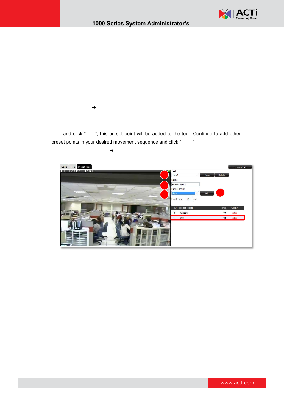 Configure ptz preset tour | ACTi ENR-1000 User Manual | Page 117 / 143