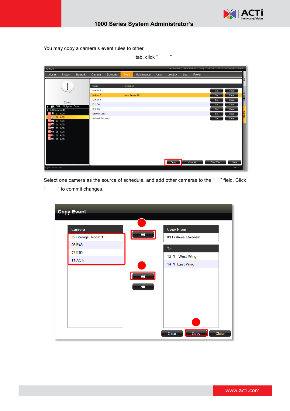 Copy event rules | ACTi ENR-1000 User Manual | Page 129 / 143