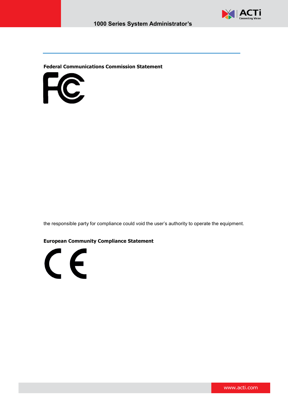 Regulatory compliance information | ACTi ENR-1000 User Manual | Page 3 / 143
