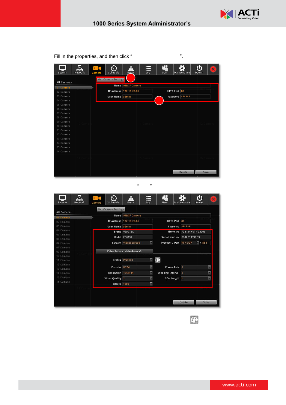 Add cameras manually (onvif) | ACTi ENR-1000 User Manual | Page 39 / 143