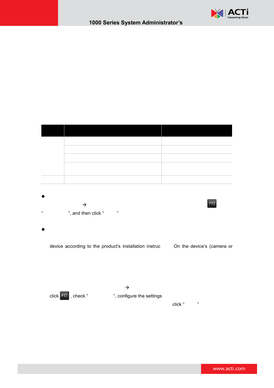 Configure ptz devices, Enr- 1000 series system administrator’s manual | ACTi ENR-1000 User Manual | Page 46 / 143