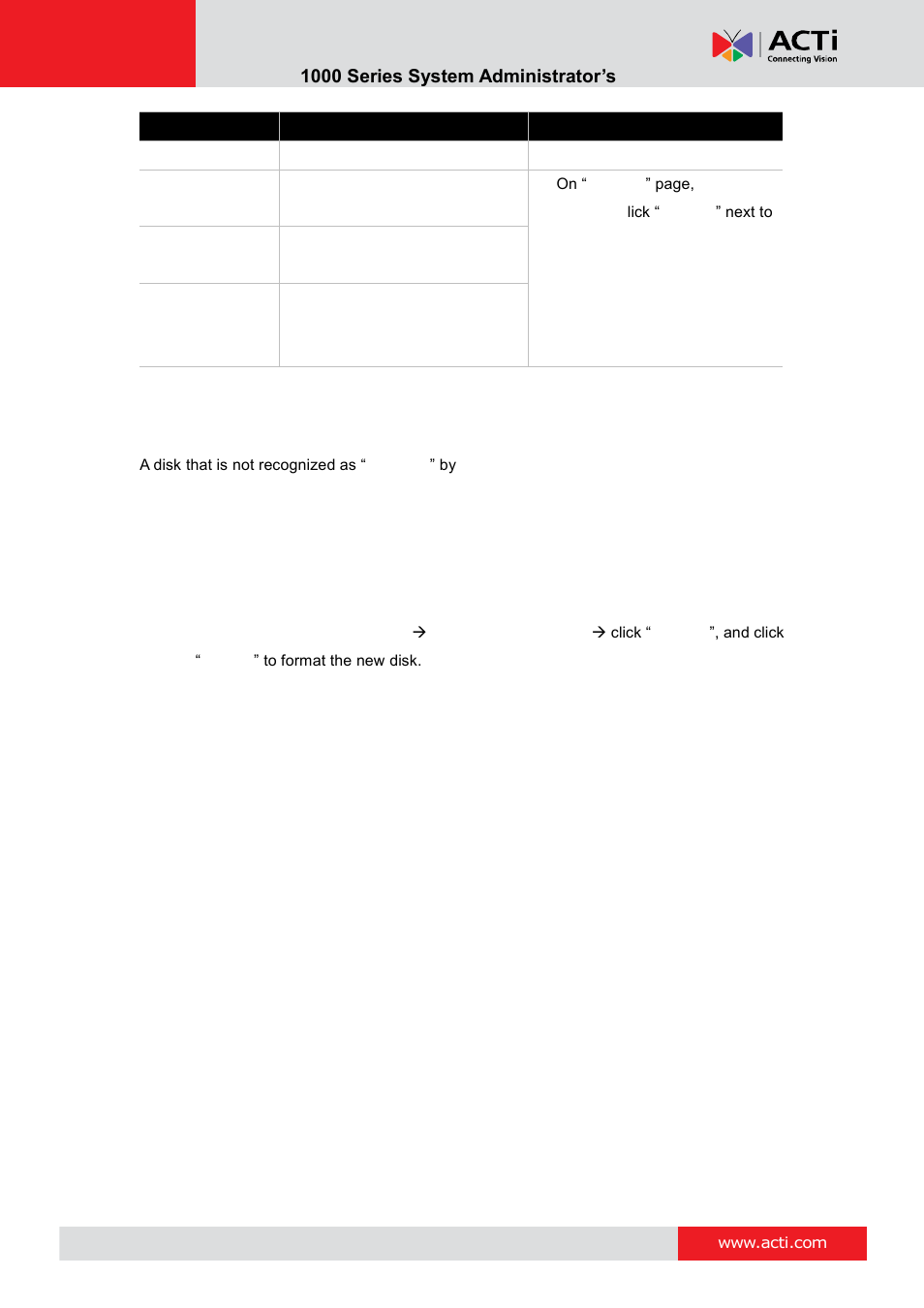 Manage abnormal disks, Enr- 1000 series system administrator’s manual | ACTi ENR-1000 User Manual | Page 63 / 143