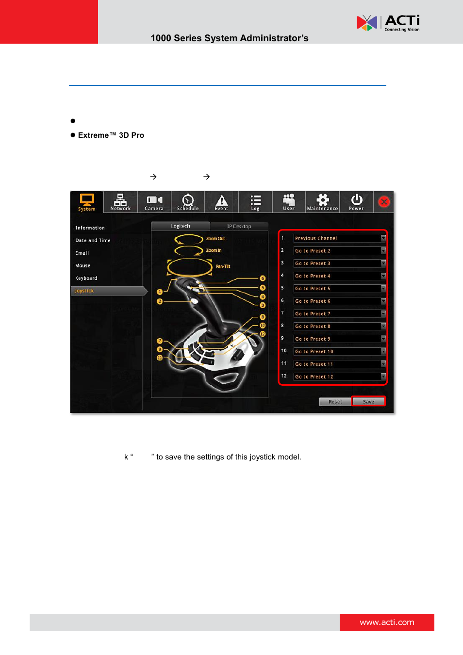 Joystick | ACTi ENR-1000 User Manual | Page 74 / 143