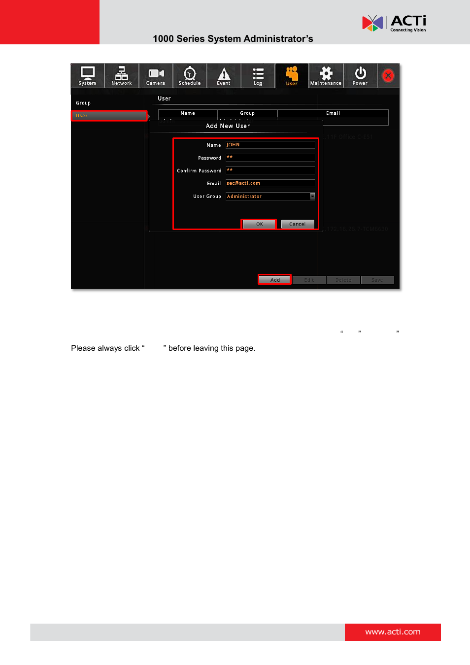 Edit / delete a user | ACTi ENR-1000 User Manual | Page 79 / 143