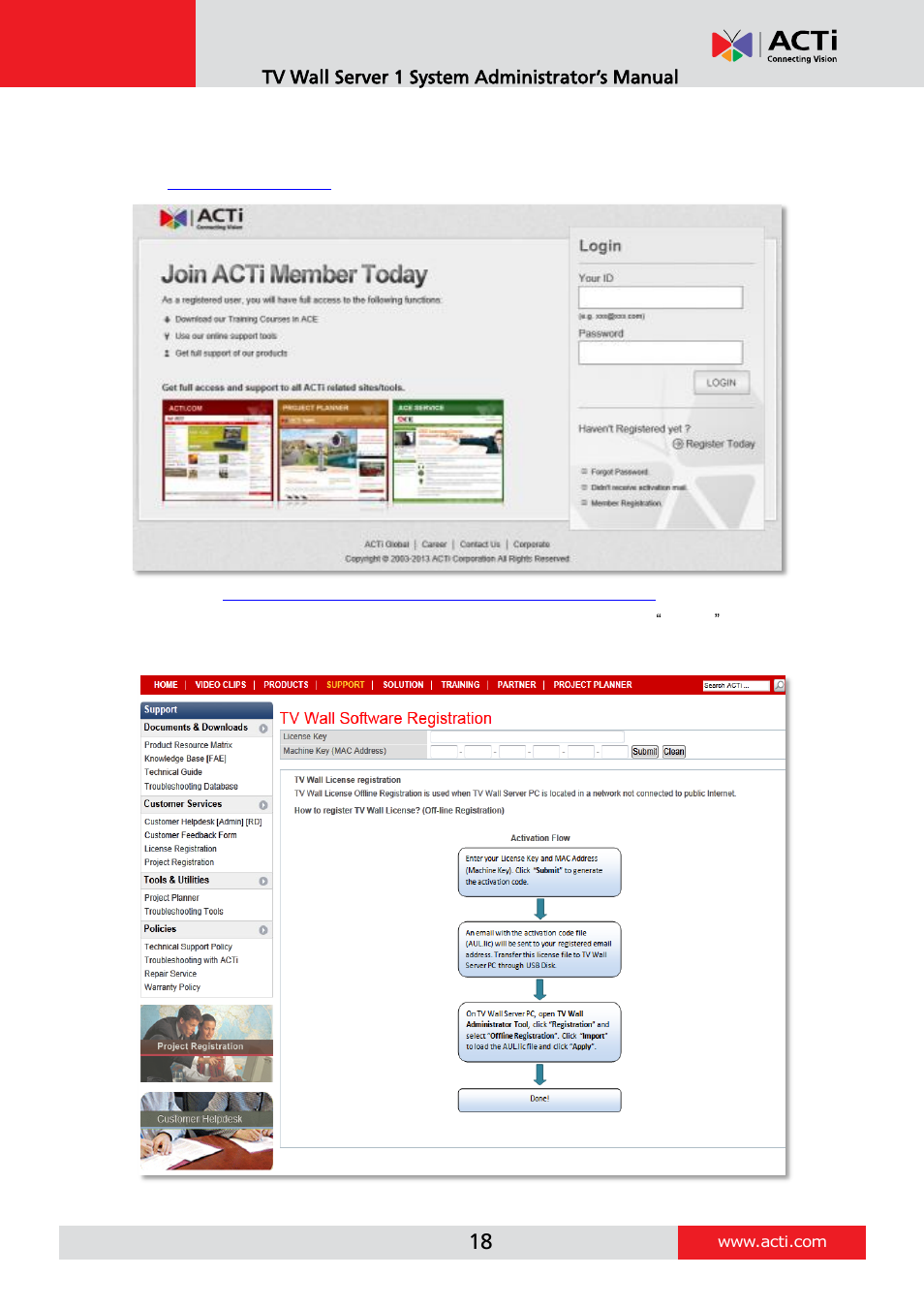 Step-by-step offline license activation | ACTi TV Wall Server 1 V1.0.05 User Manual | Page 18 / 35