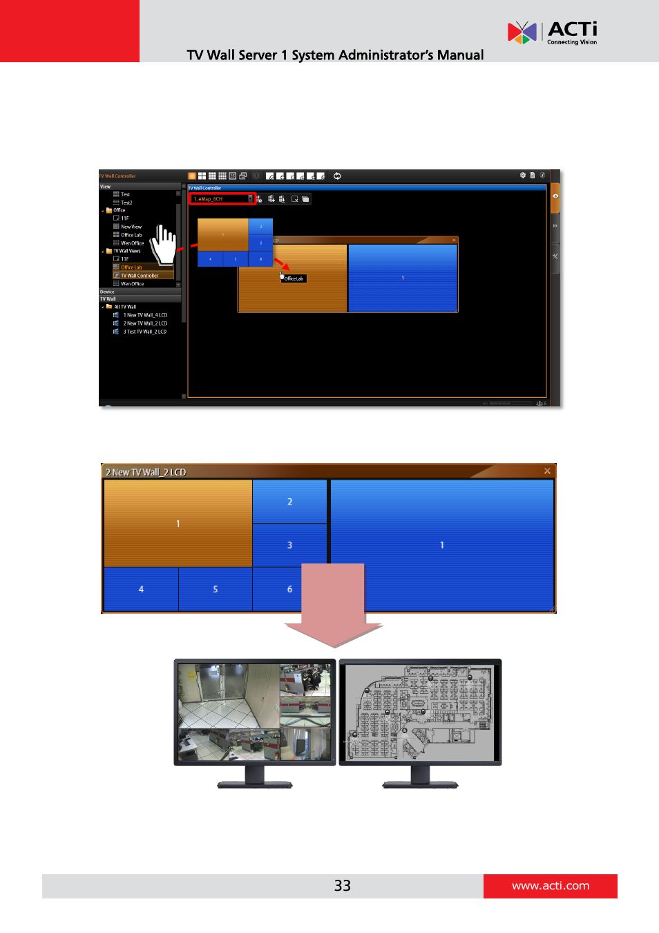 Step two: assign views to this view set | ACTi TV Wall Server 1 V1.0.05 User Manual | Page 33 / 35