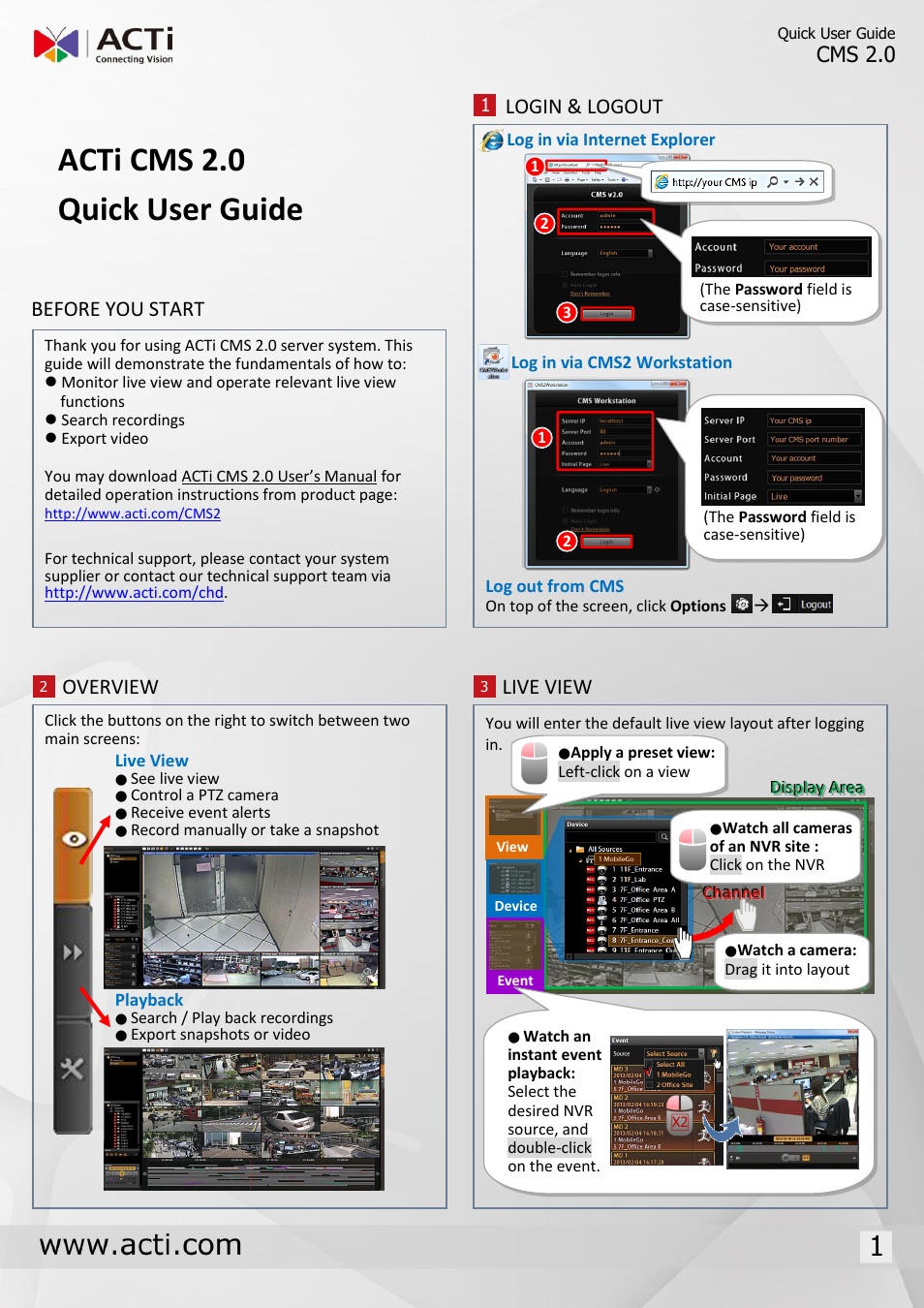 ACTi CMS 2 User Manual | 2 pages