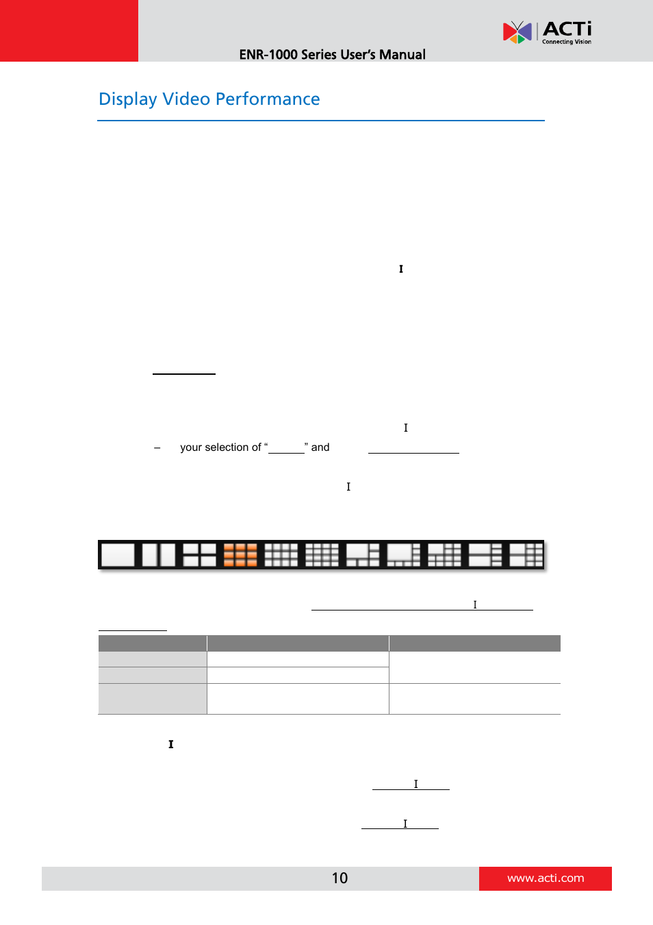 Display video performance, Local live view / playback | ACTi ENR-1000 User Manual | Page 10 / 35