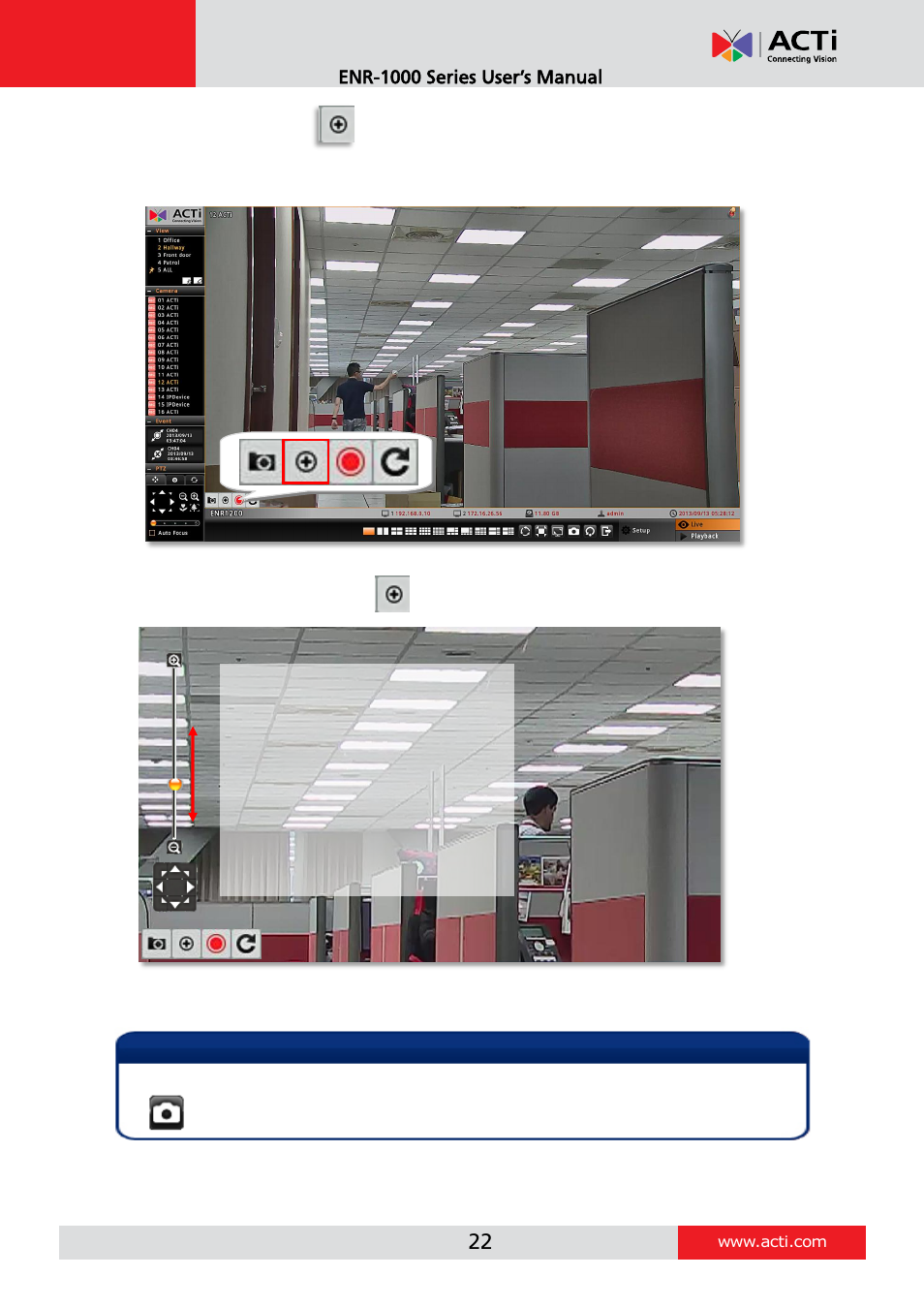 Digital ptz operations | ACTi ENR-1000 User Manual | Page 22 / 35