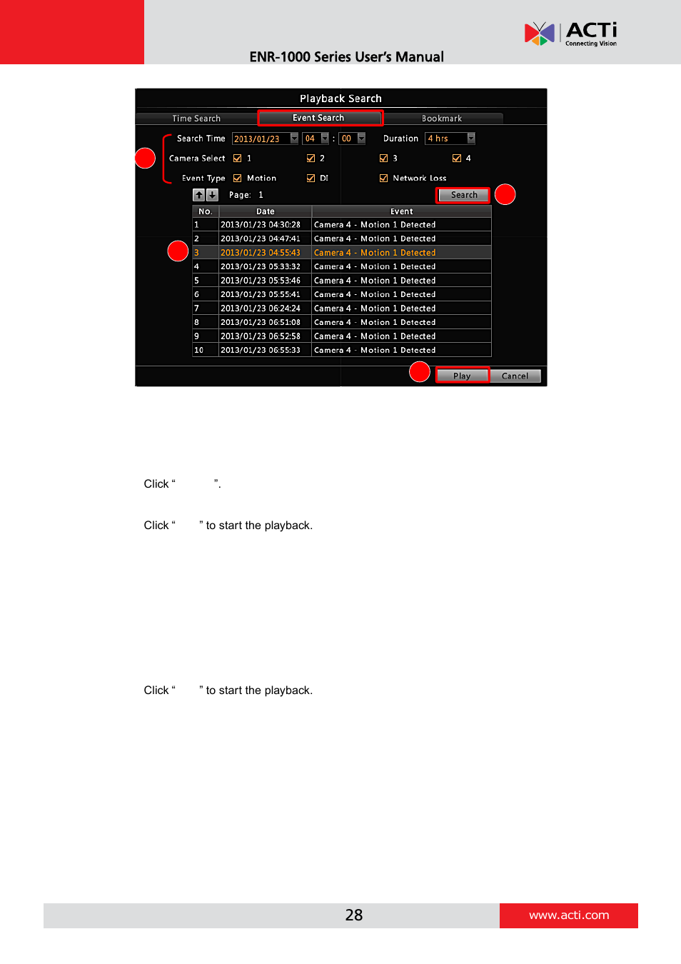 Bookmark search | ACTi ENR-1000 User Manual | Page 28 / 35