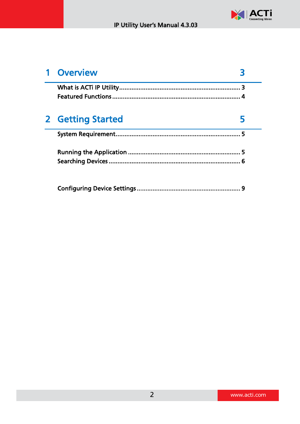 ACTi IP Utility V4.3.03 User Manual | Page 2 / 20