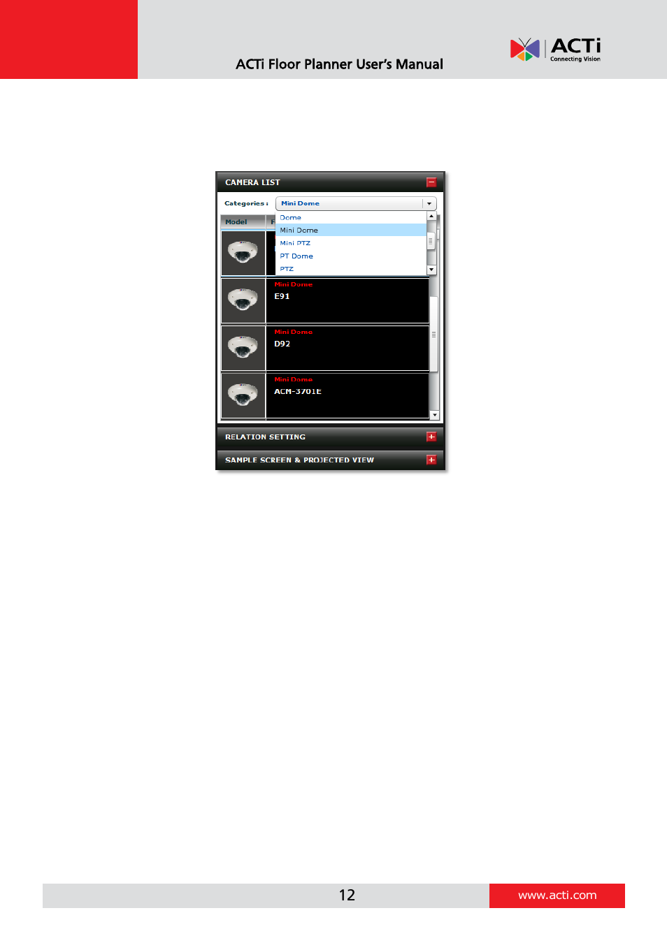 Adding camera, Acti floor planner user’s manual | ACTi Floor Planner V2.3.2 User Manual | Page 12 / 31
