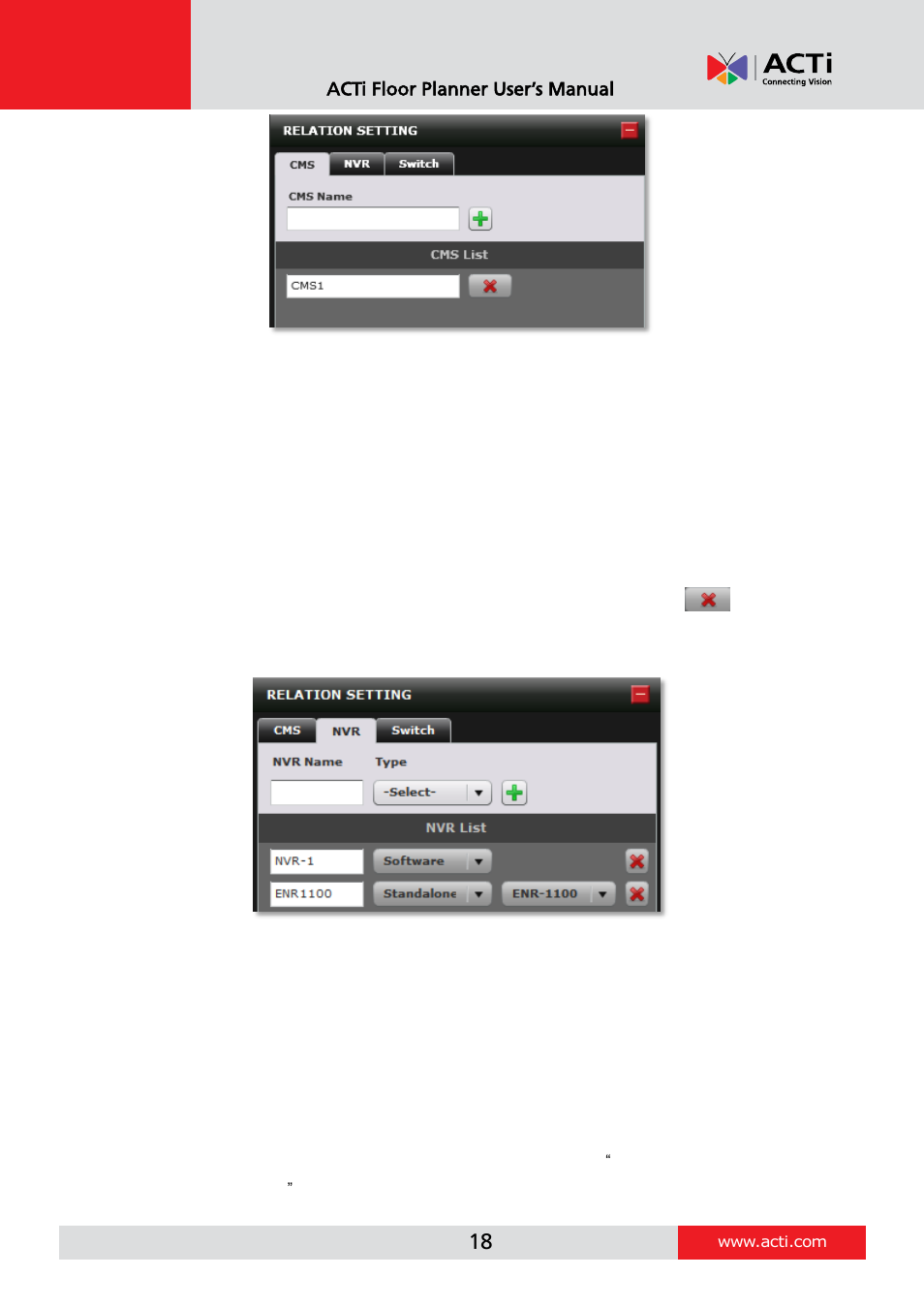 Nvr servers, Switches | ACTi Floor Planner V2.3.2 User Manual | Page 18 / 31