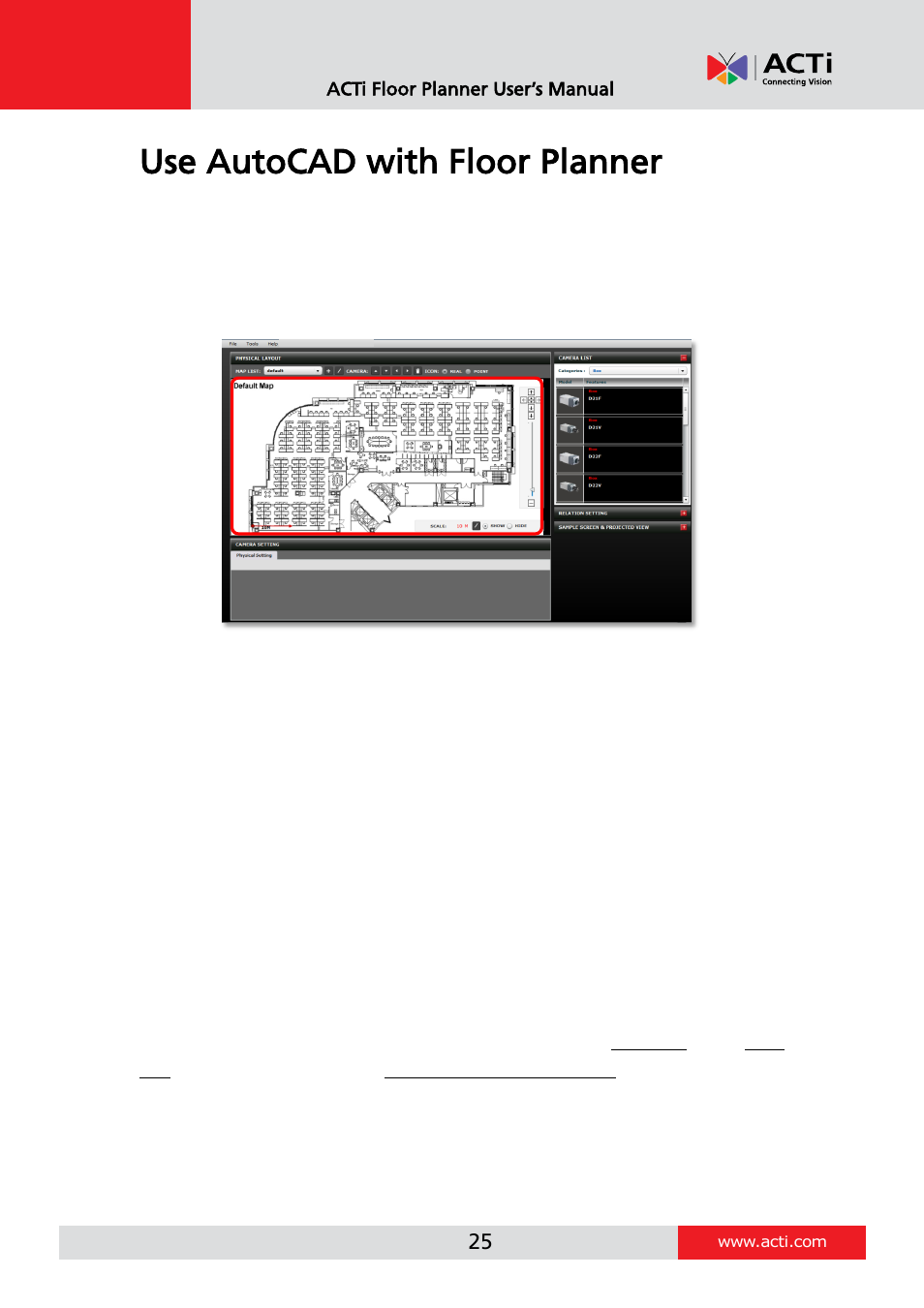 Use autocad with floor planner | ACTi Floor Planner V2.3.2 User Manual | Page 25 / 31