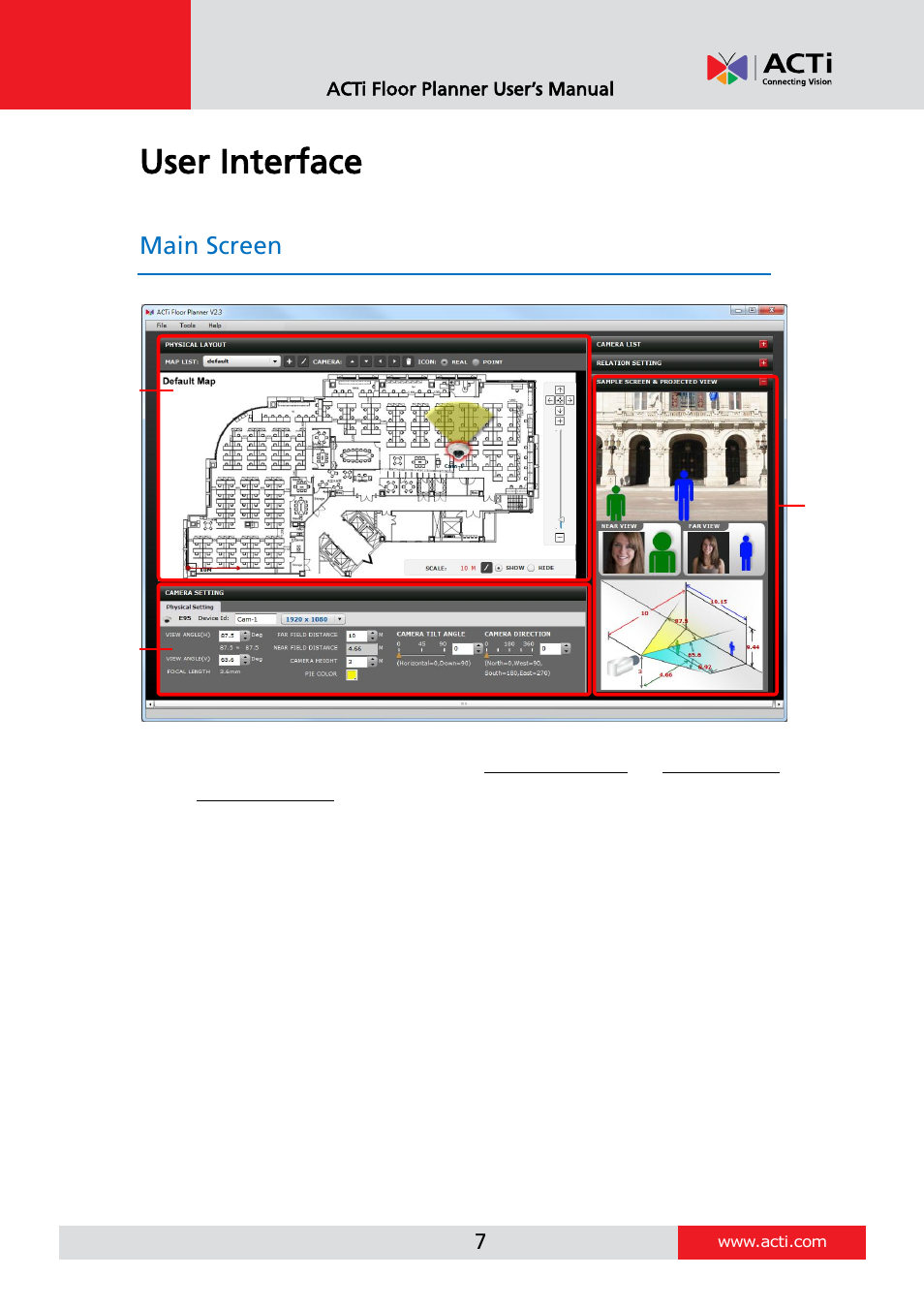User interface, Main screen | ACTi Floor Planner V2.3.2 User Manual | Page 7 / 31