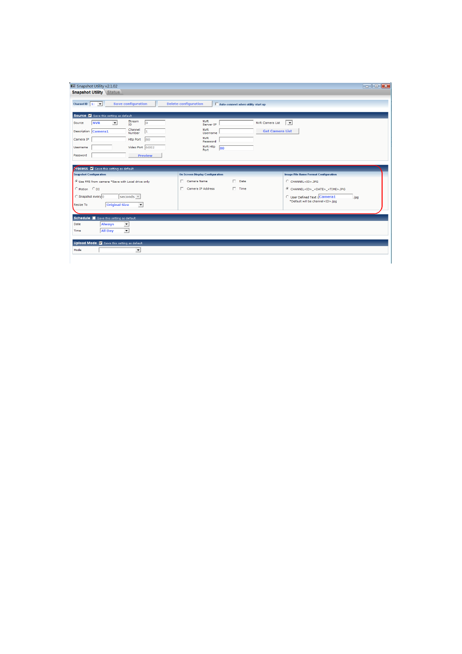 Step3.setup process, Snapshot configuration, On screen display configuration | Etup, Rocess, Igure | ACTi Snapshot Utility V.2.1.06 User Manual | Page 10 / 16