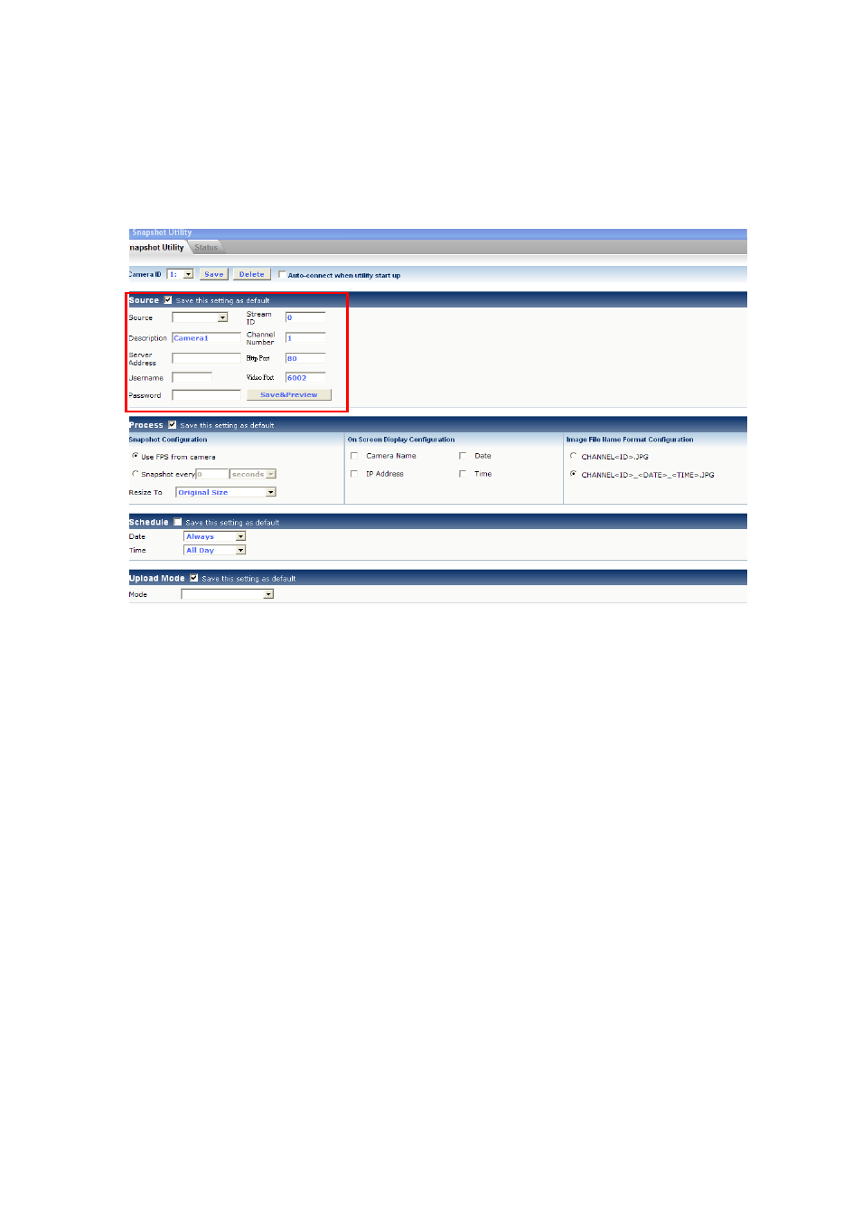 Step2.select source, Select ip camera source, Elect | Ource, Igure | ACTi Snapshot Utility V.2.1.06 User Manual | Page 8 / 16