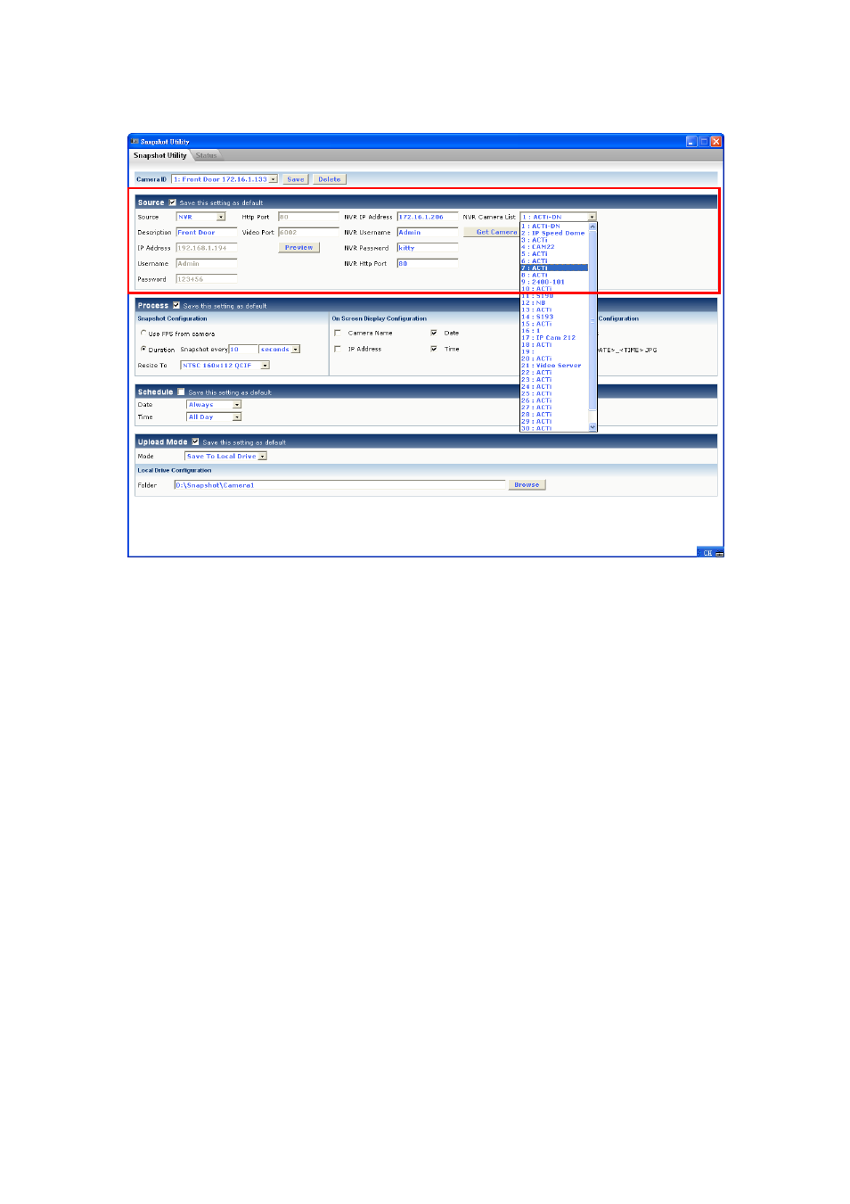 Select nvr source, Igure | ACTi Snapshot Utility V.2.1.06 User Manual | Page 9 / 16