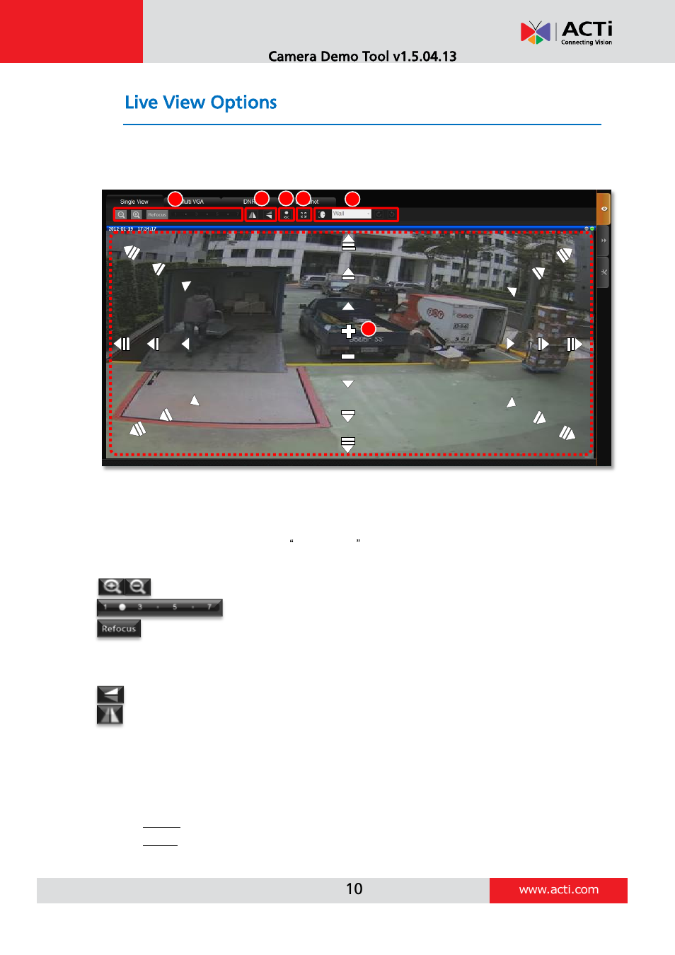 Live view options | ACTi Camera_Demo_Tool V1.5.04.13 User Manual | Page 10 / 18