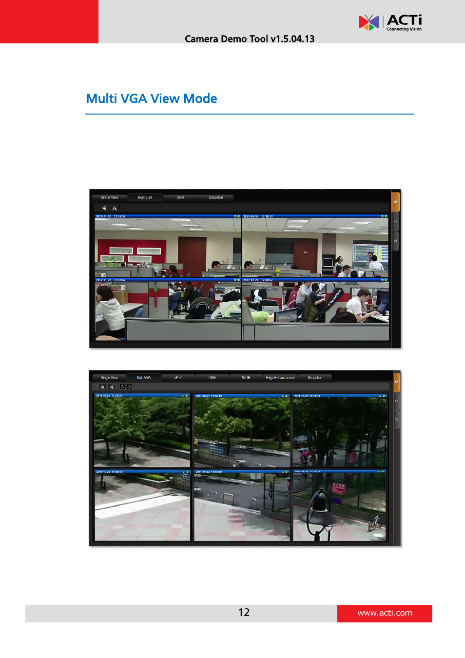 Multi vga view mode | ACTi Camera_Demo_Tool V1.5.04.13 User Manual | Page 12 / 18