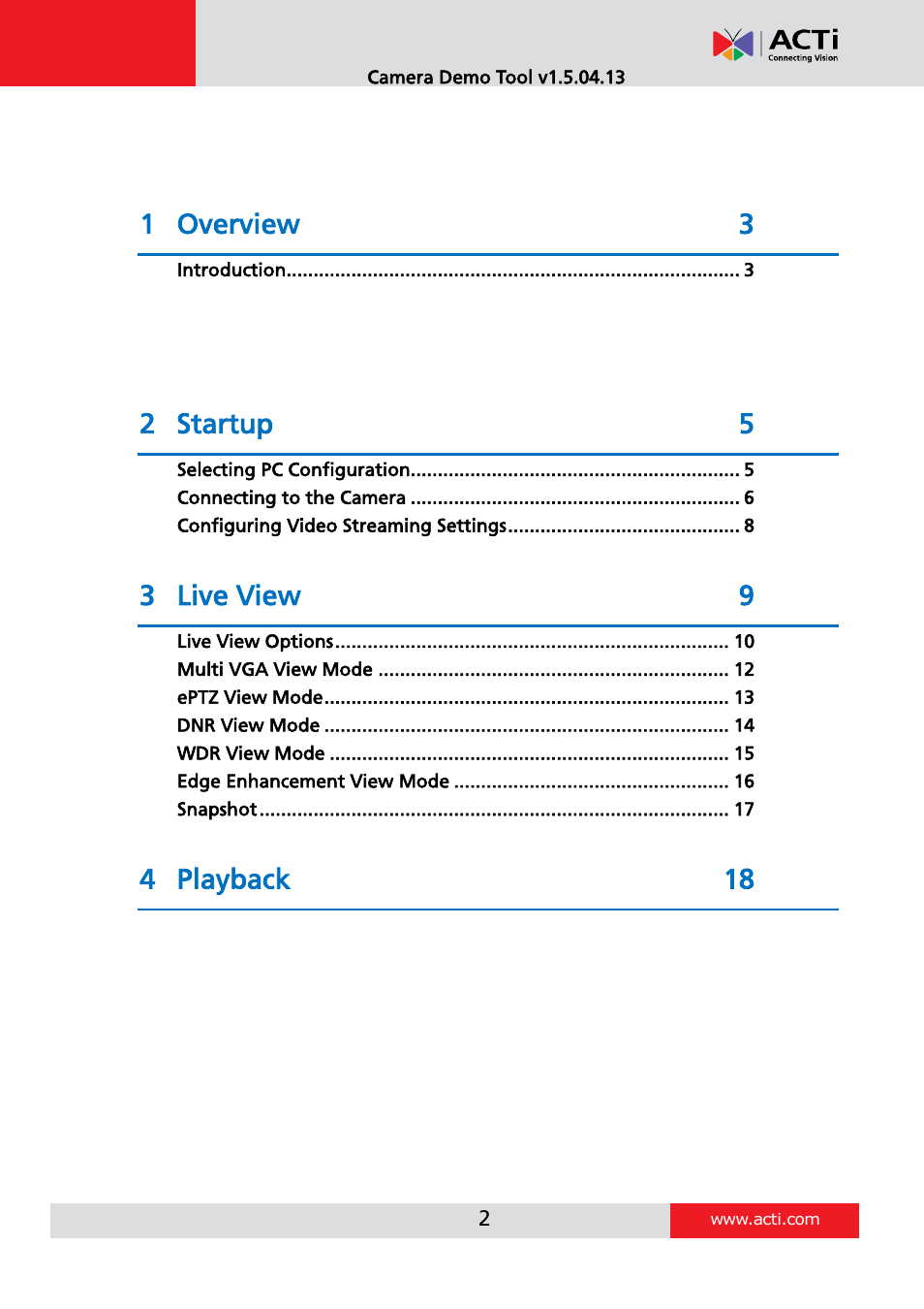 ACTi Camera_Demo_Tool V1.5.04.13 User Manual | Page 2 / 18