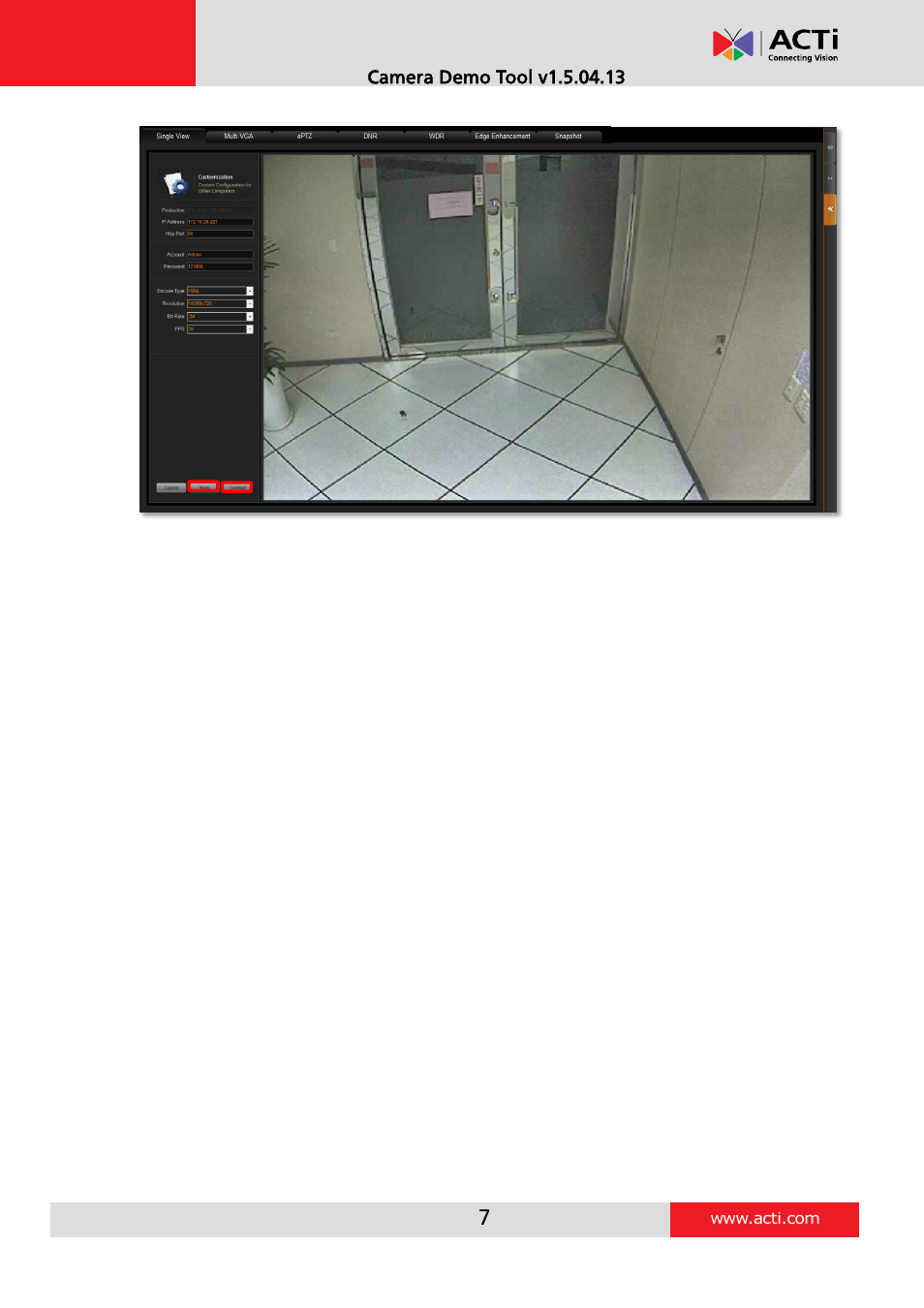 ACTi Camera_Demo_Tool V1.5.04.13 User Manual | Page 7 / 18