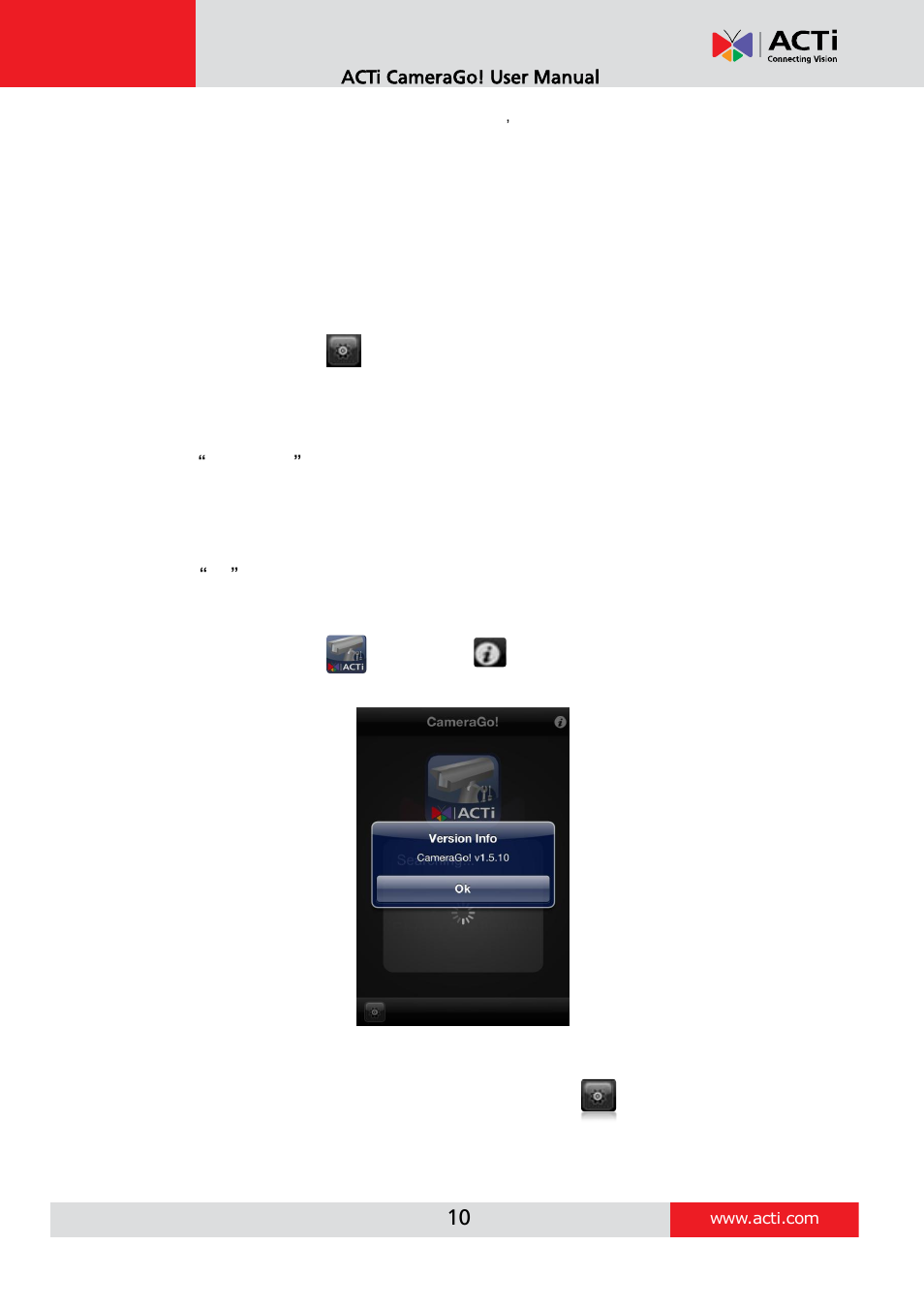 Acti camerago! user manual | ACTi Camera Go! V1.5.10 User Manual | Page 10 / 17