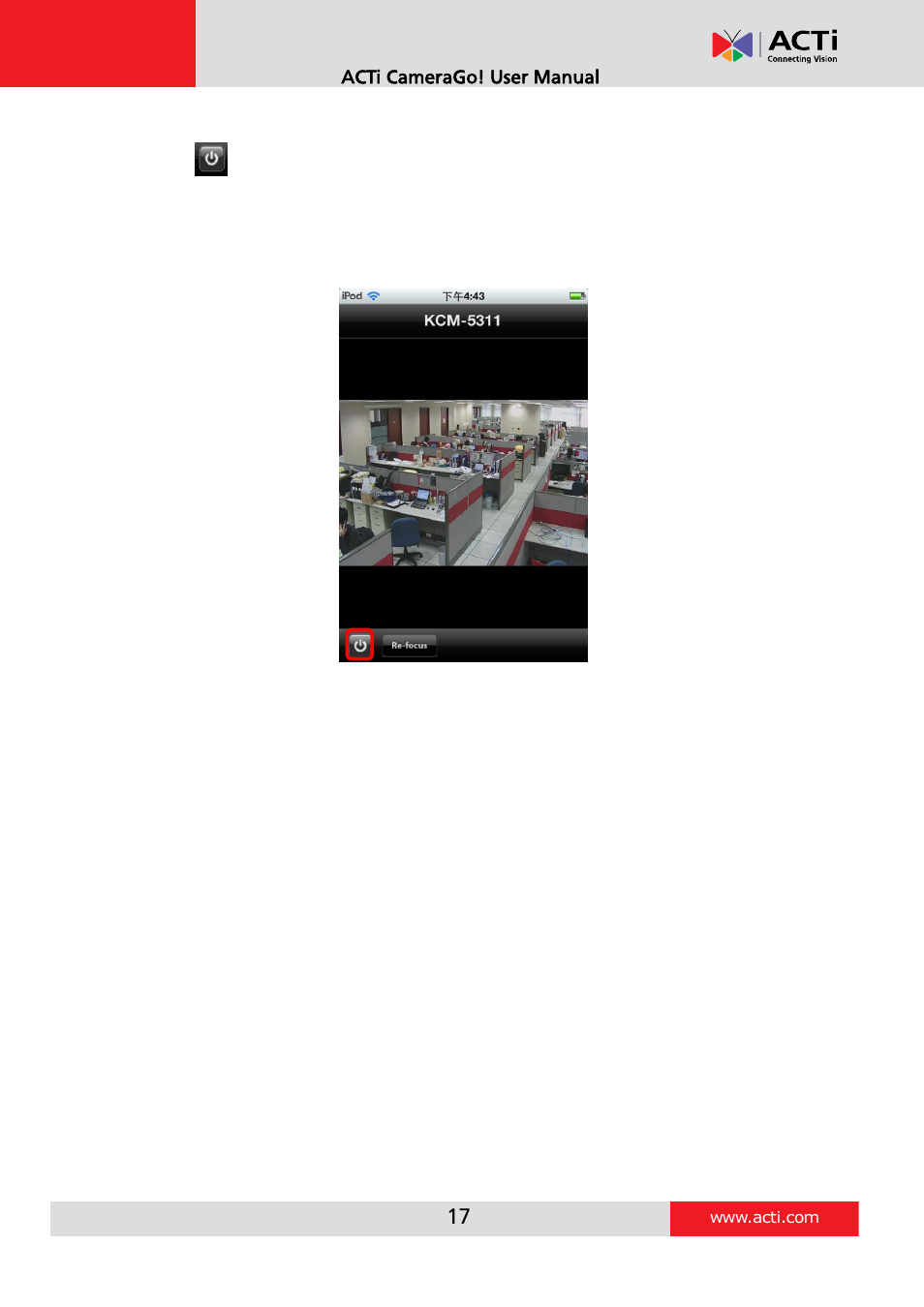 Logout | ACTi Camera Go! V1.5.10 User Manual | Page 17 / 17
