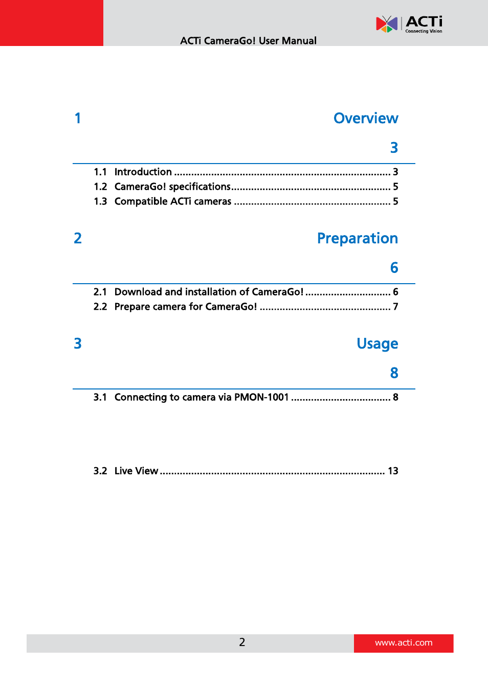 ACTi Camera Go! V1.5.10 User Manual | Page 2 / 17