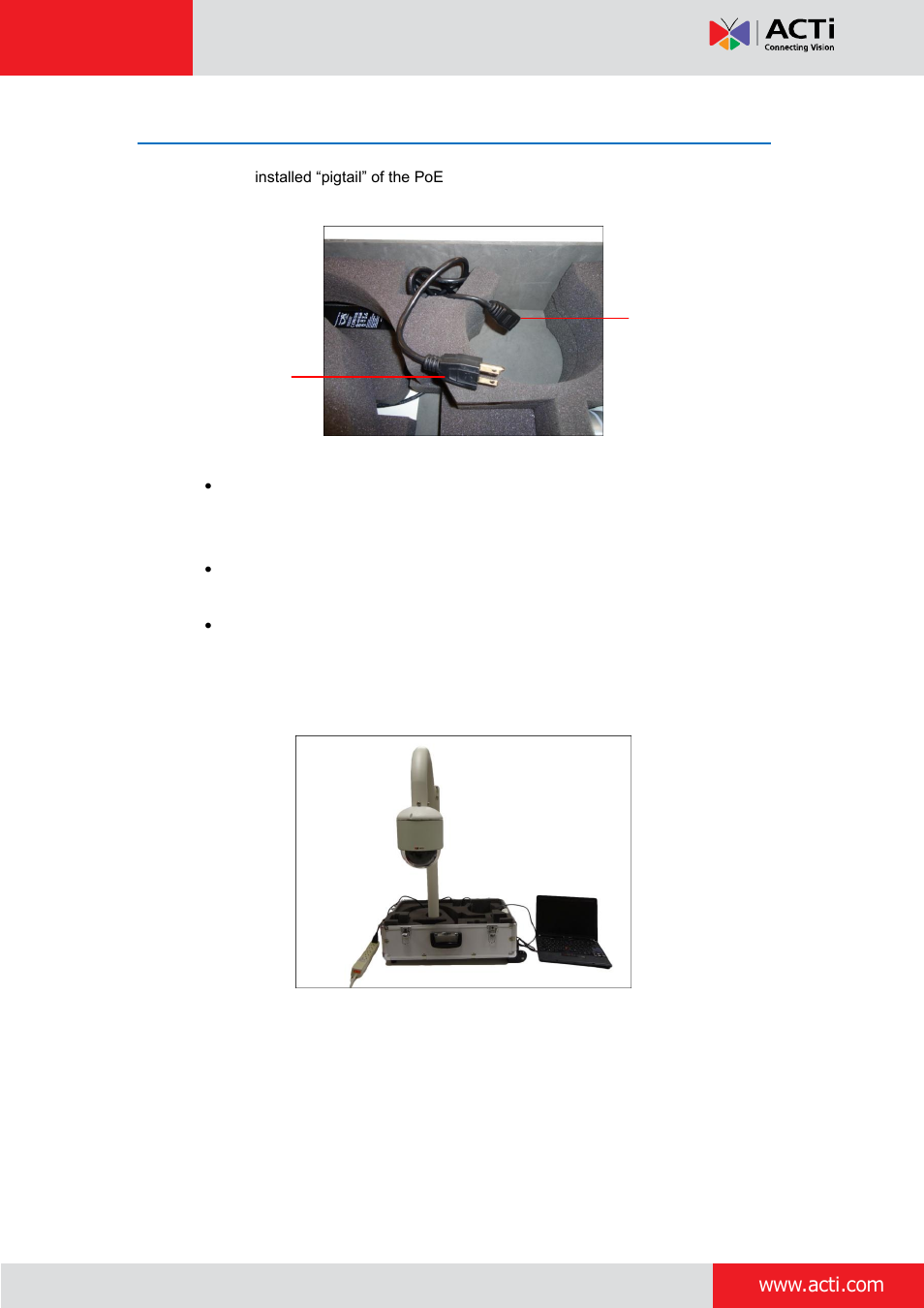 Step 5: connect the poe injector | ACTi PCDK-0001 User Manual | Page 18 / 22