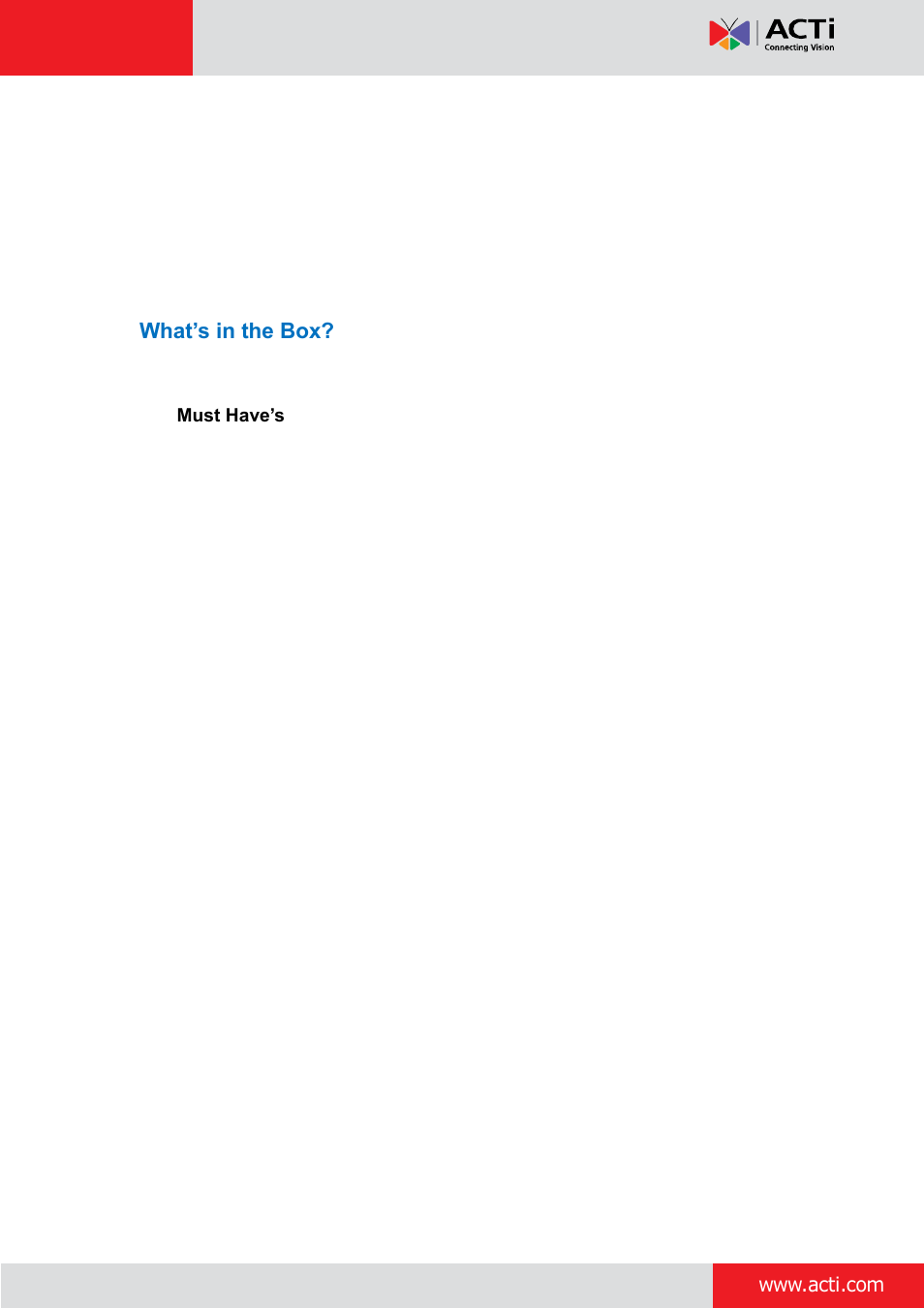 ACTi PCDK-0001 User Manual | Page 2 / 22