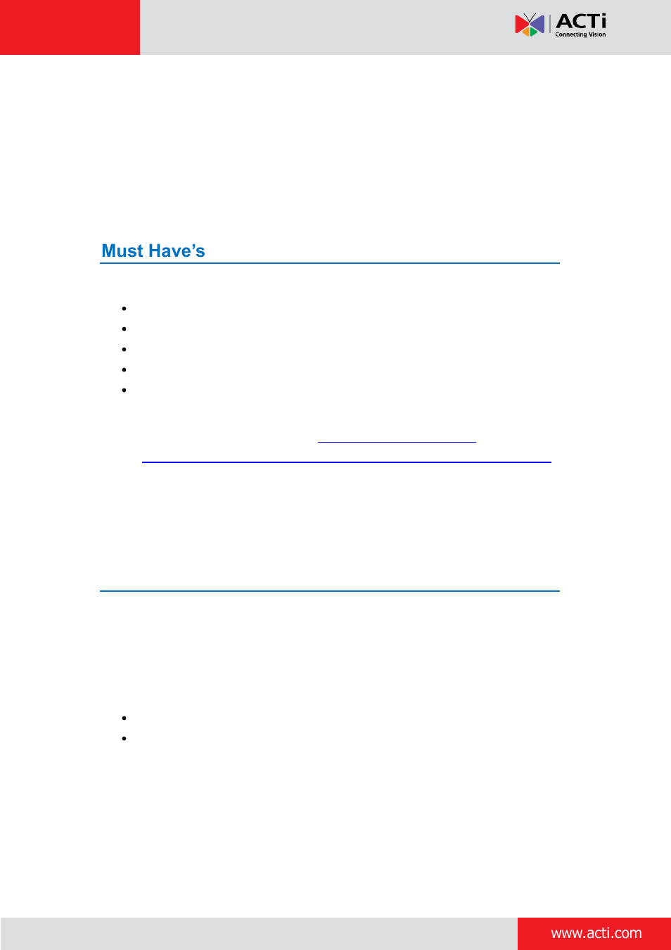 How to prepare for a demo, Must have’s, Optional items | ACTi PCDK-0001 User Manual | Page 8 / 22