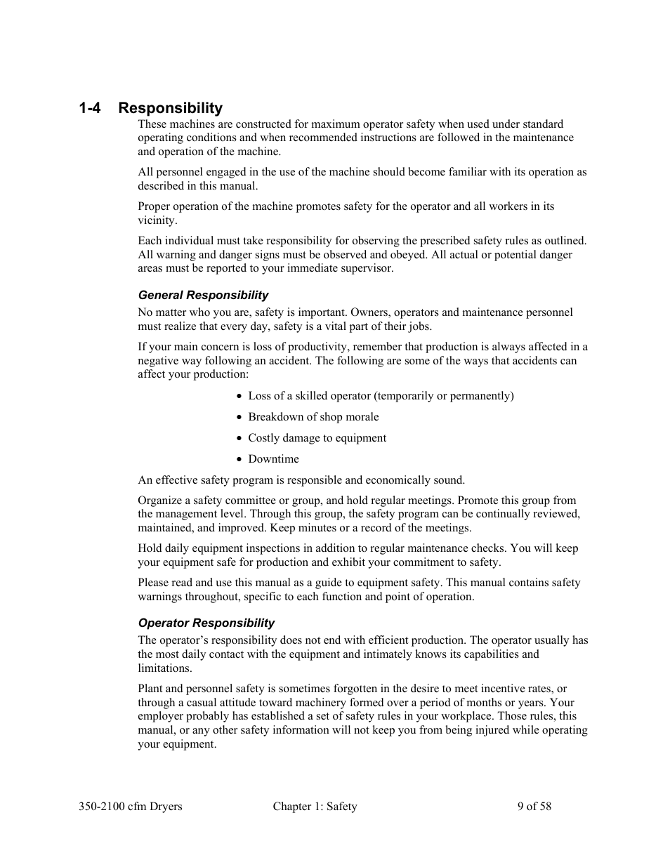 4 responsibility | AEC WD 350 through WD3000 Dehumidifying Dryers User Manual | Page 10 / 59