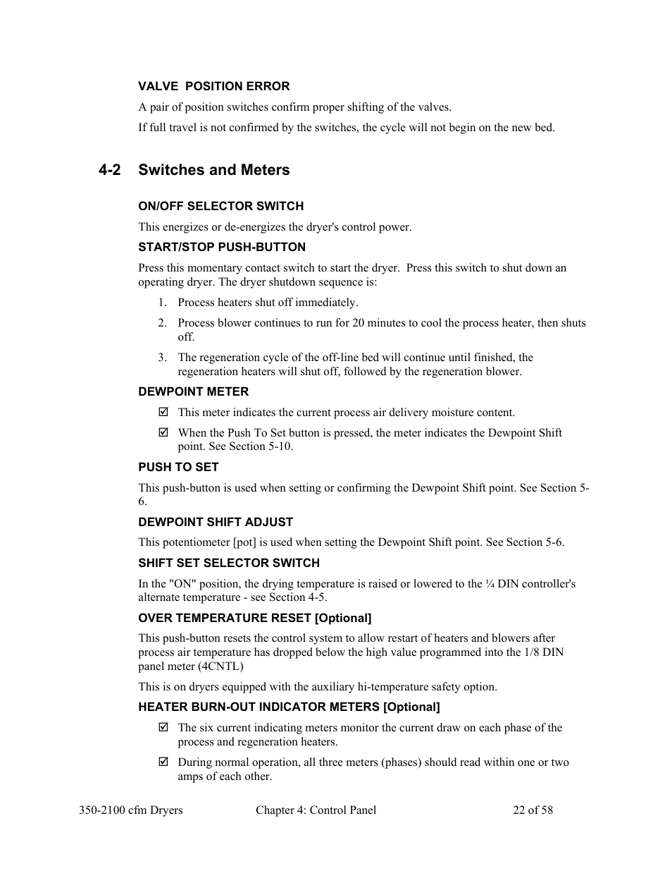 2 switches and meters | AEC WD 350 through WD3000 Dehumidifying Dryers User Manual | Page 23 / 59