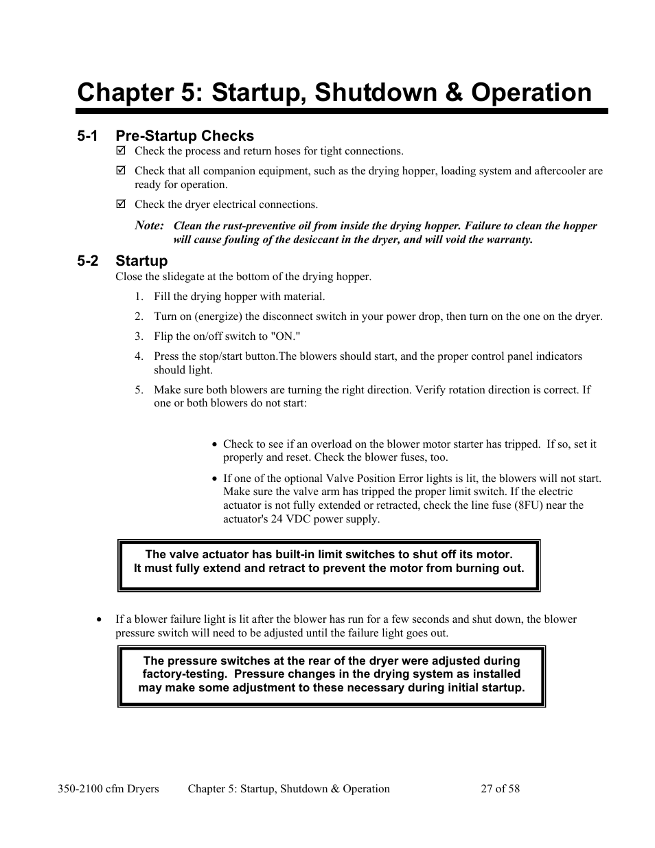 Chapter 5: startup, shutdown & operation | AEC WD 350 through WD3000 Dehumidifying Dryers User Manual | Page 28 / 59