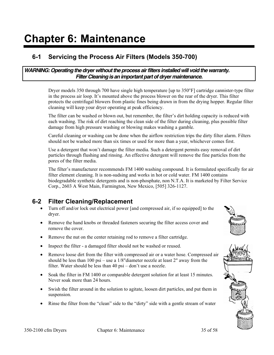 Chapter 6: maintenance | AEC WD 350 through WD3000 Dehumidifying Dryers User Manual | Page 36 / 59