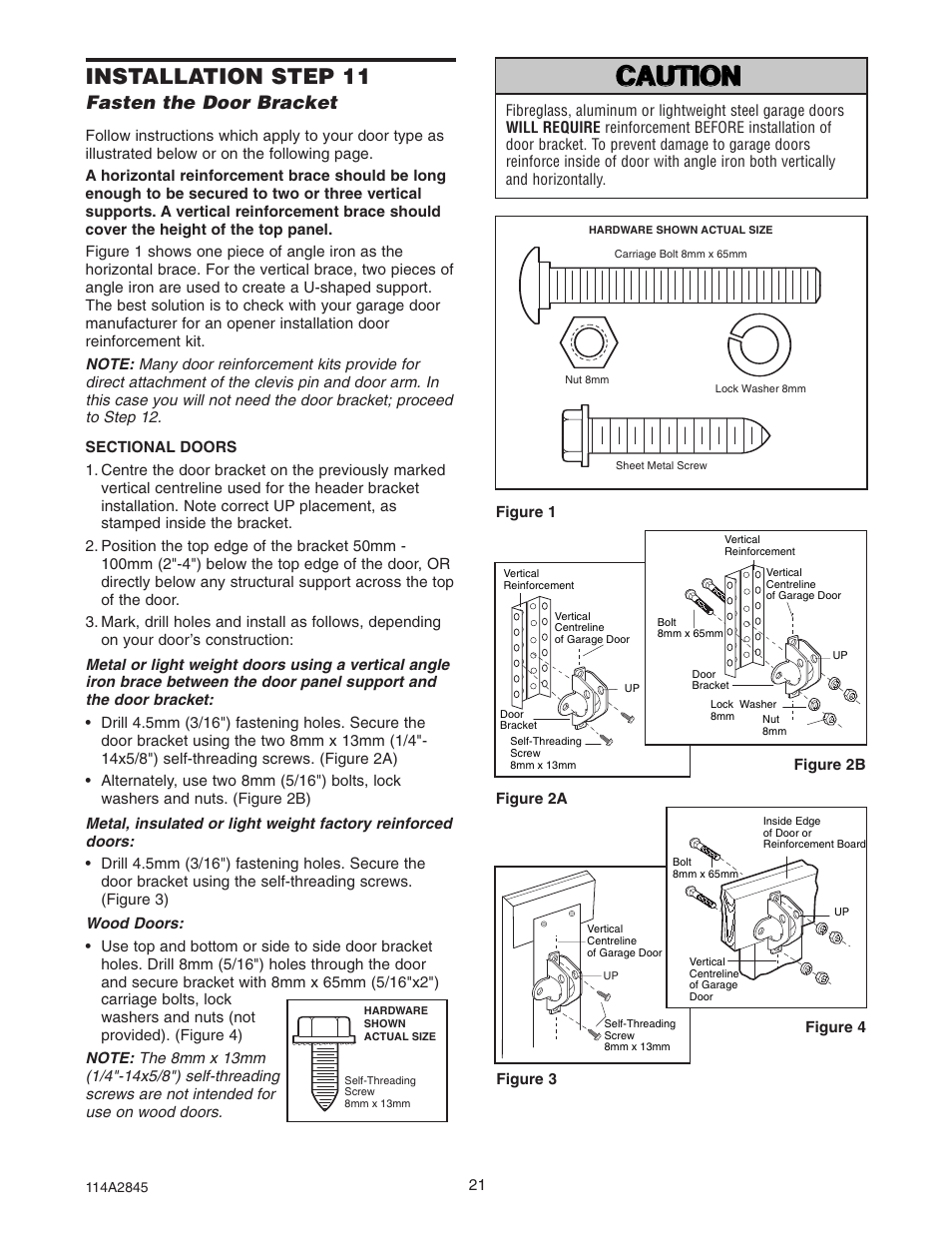 Wwarn arning ing caution caution, Installation step 11, Fasten the door bracket | B&D N1134 User Manual | Page 21 / 32