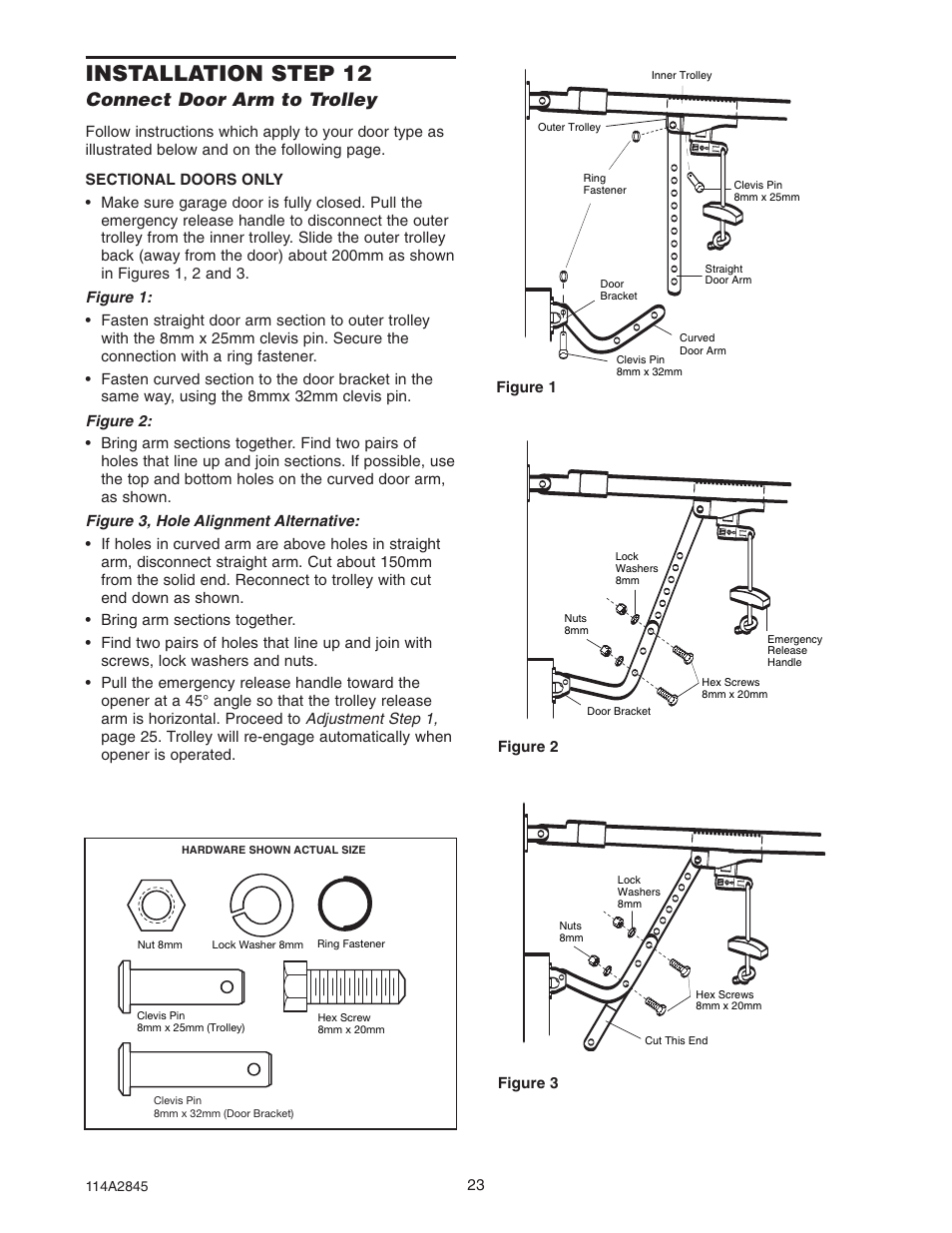Installation step 12, Connect door arm to trolley | B&D N1134 User Manual | Page 23 / 32