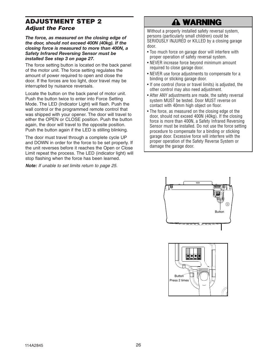 Wwarn arning ing caution caution, Adjustment step 2 | B&D N1134 User Manual | Page 26 / 32