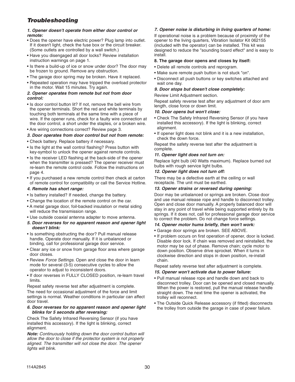 Troubleshooting | B&D N1134 User Manual | Page 30 / 32